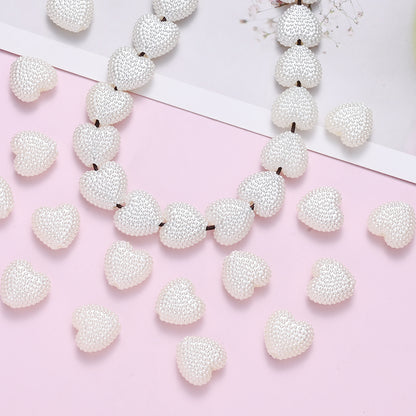 50pcs 12mm Pure White Acrylic Heart Beads