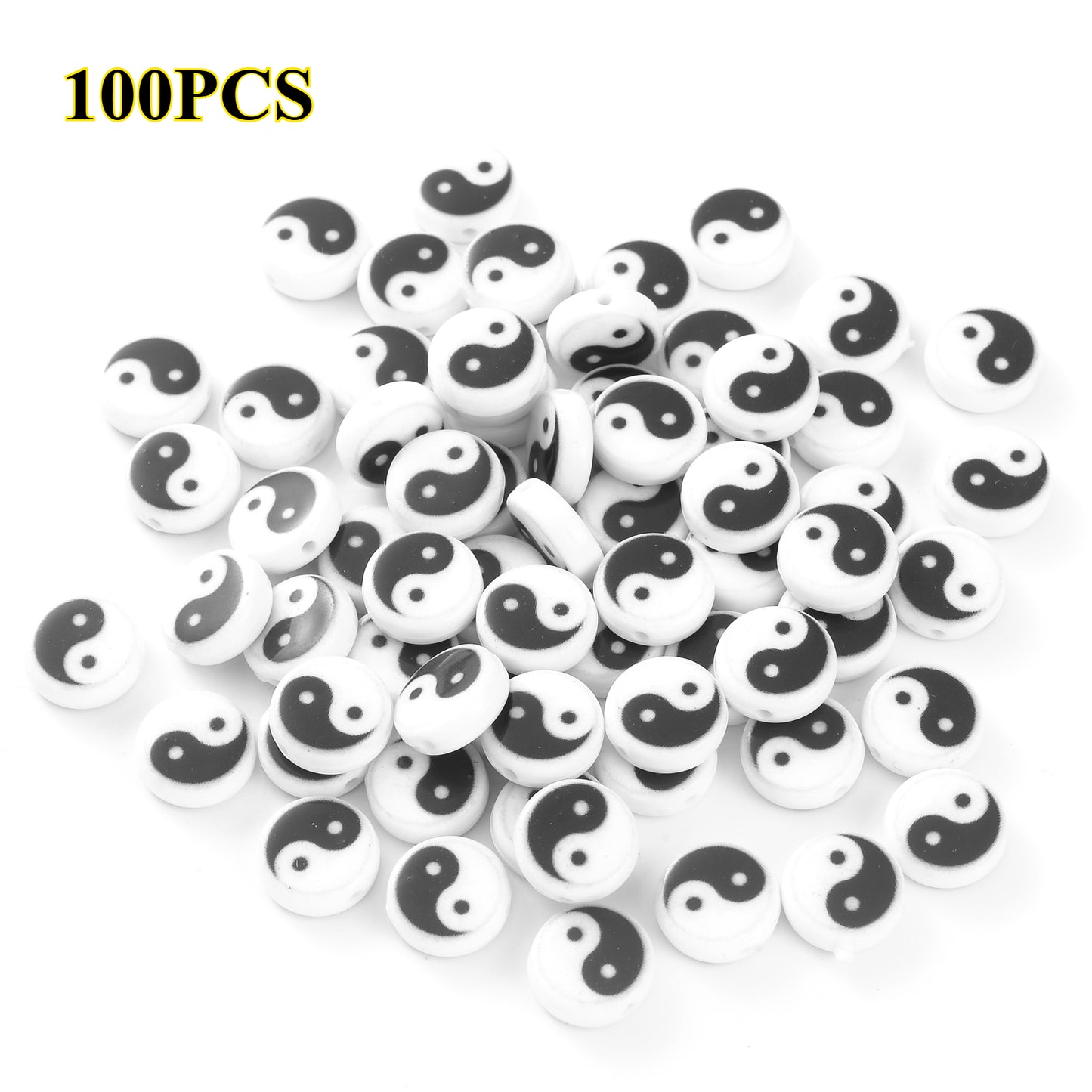 50/150pcs Yin-Yang Acrylic Beads