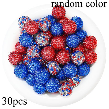 Patriotic Rhinestone Ball Beads