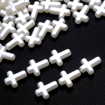50pcs 12x15mm White Acrylic Cross Beads