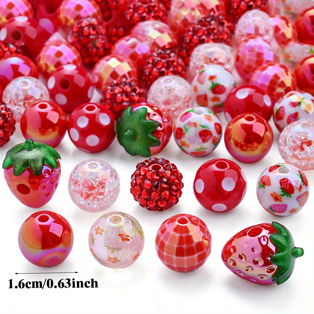 20pcs/set Strawberry Series Resin Beads Set