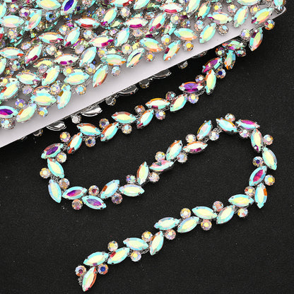 White AB Rhinestone Leaf Decals