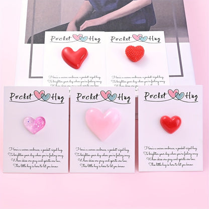 1PC Pocket Hug Poem Card with Resin Love Bead