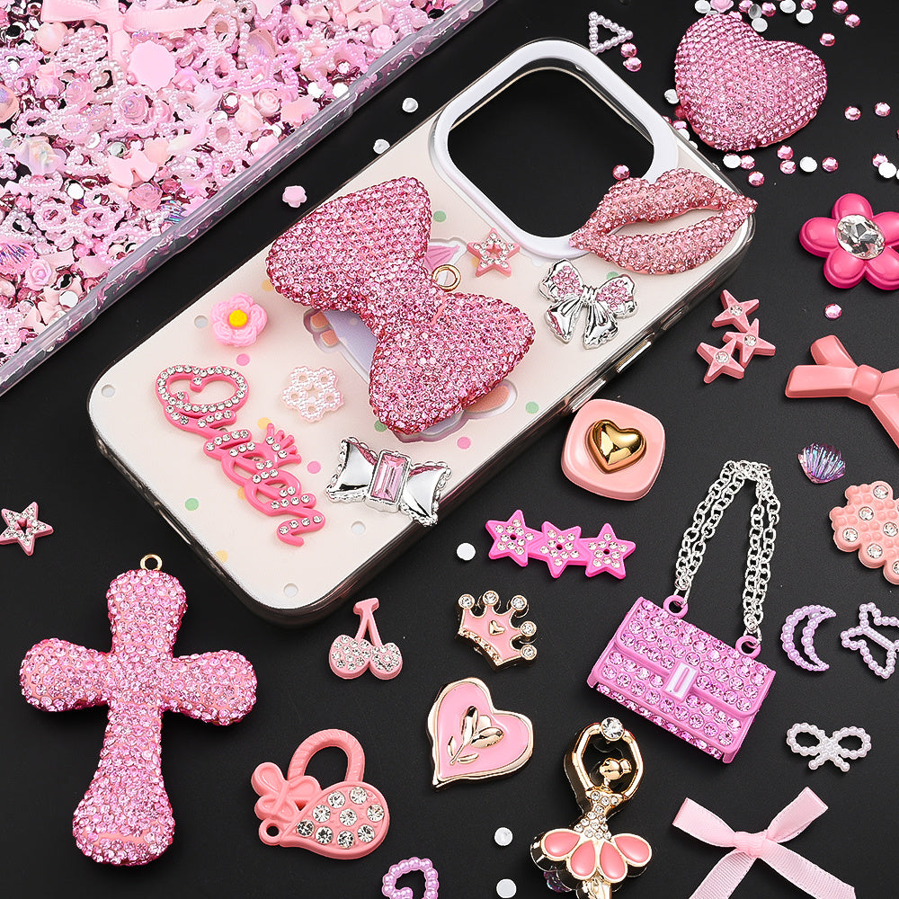 Mixed Pink Rhinestone Flatback Embellishment Set