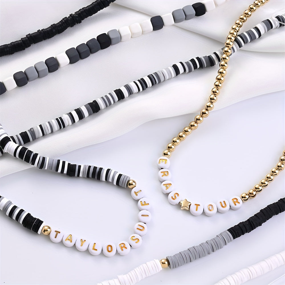 1SET Mixed Soft Clay, Acrylic & CCB Bead Kit with Cord