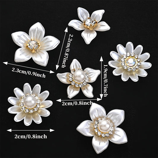 White Flower Acrylic Pearl Flatback Embellishments
