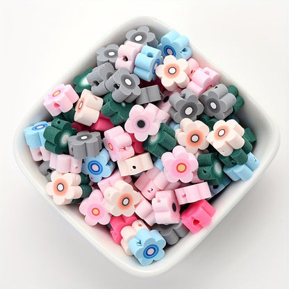 Mixed Color Flower Polymer Clay Beads