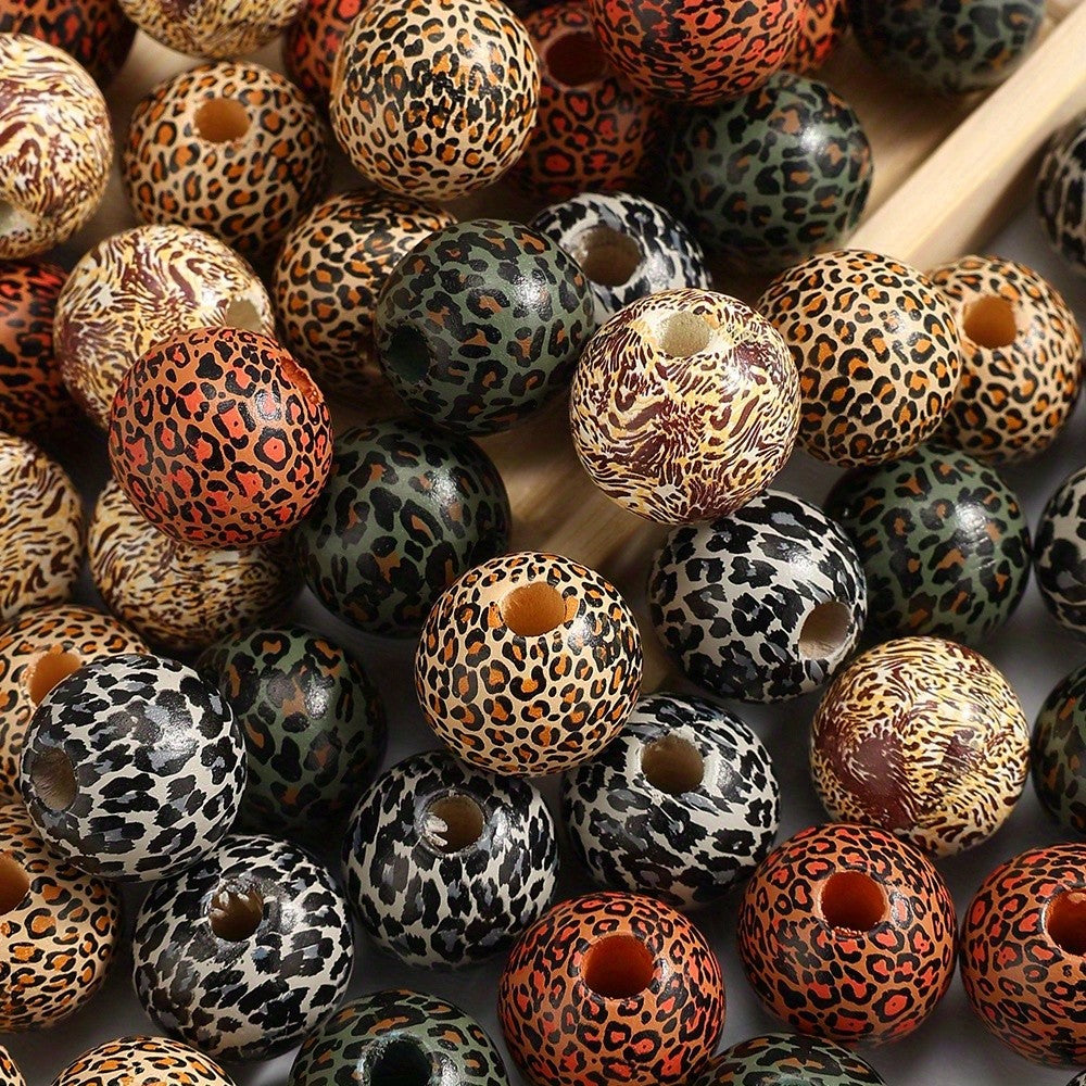 30pcs 16mm Mixed Pattern Wooden Beads