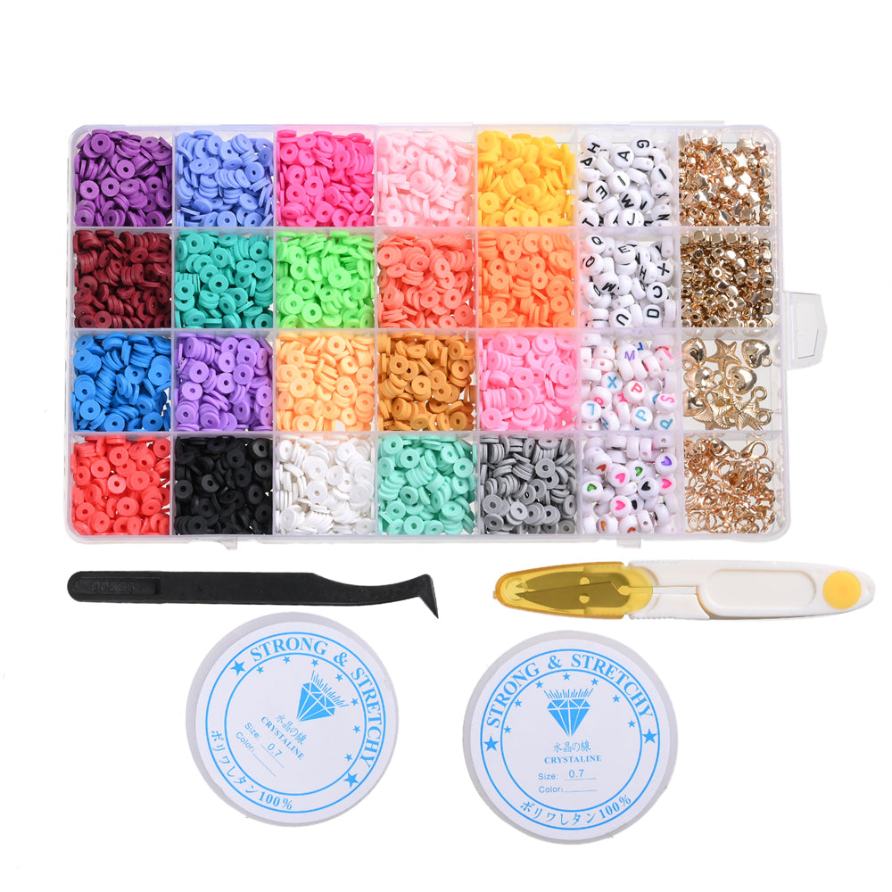 28-Color Flat Round Polymer Clay Bead Set