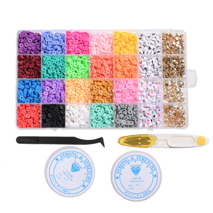 28-Color Flat Round Polymer Clay Bead Set