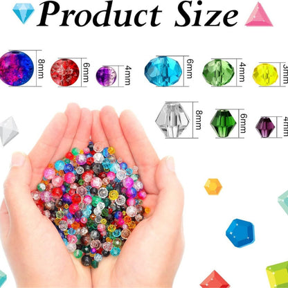 800-Piece Mixed Geometric Gradient Glass Spacer Beads