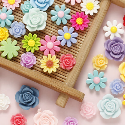 Resin Mixed Flower Flat Back Patch Beads