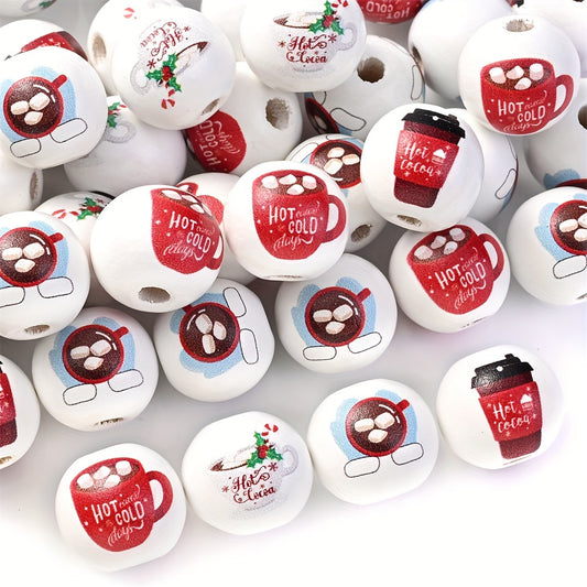 10pcs 16mm Coffee Style Wooden Round Beads
