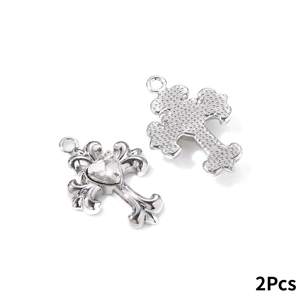 Y2K Rhinestone Cross Alloy Pendants