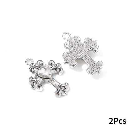 Y2K Rhinestone Cross Alloy Pendants