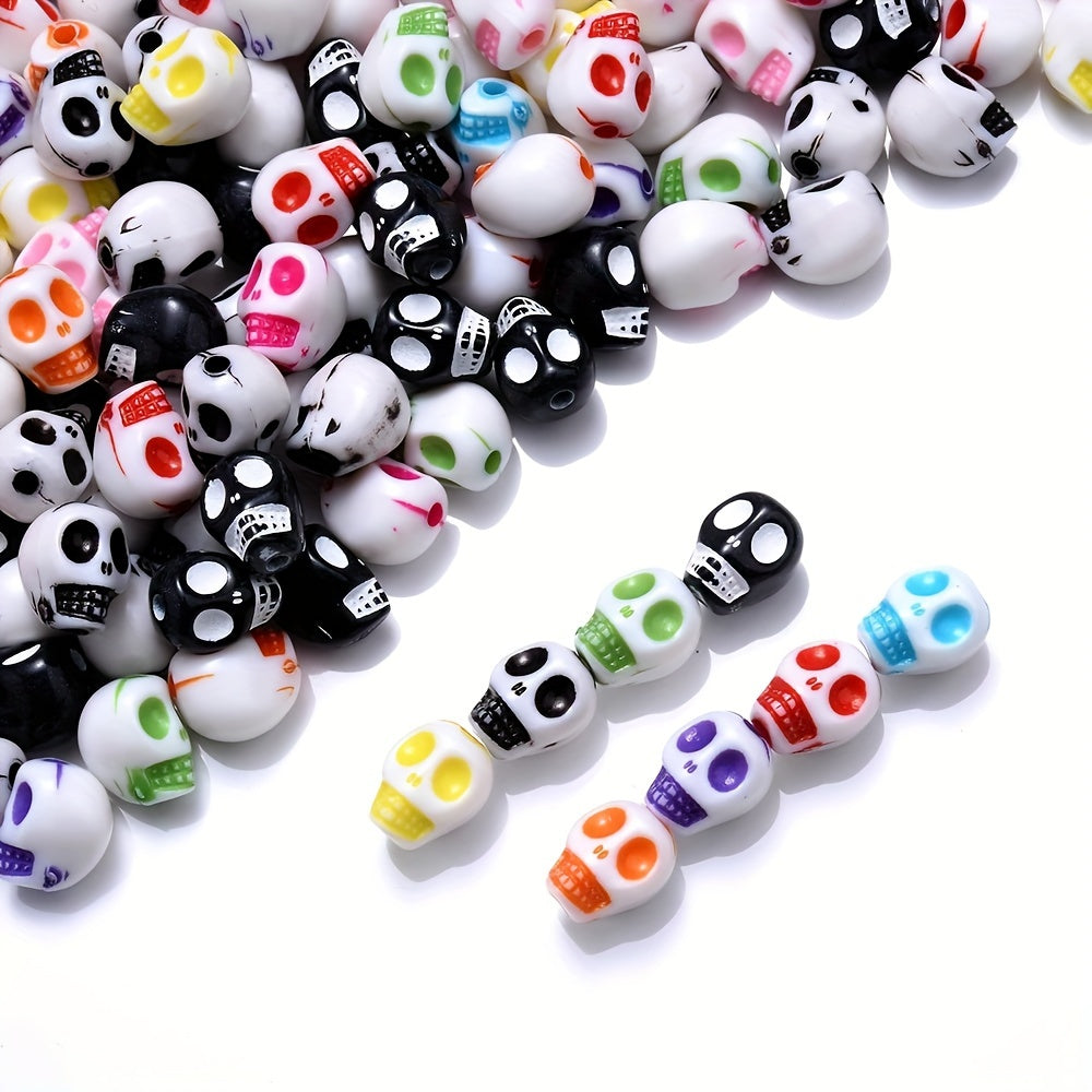 30pcs Colorful Acrylic Skull Beads