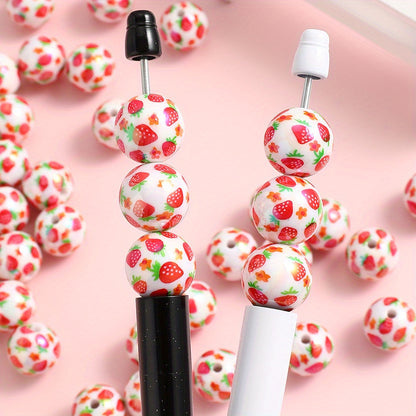 4/10pcs 16mm Pink Strawberry Resin Beads