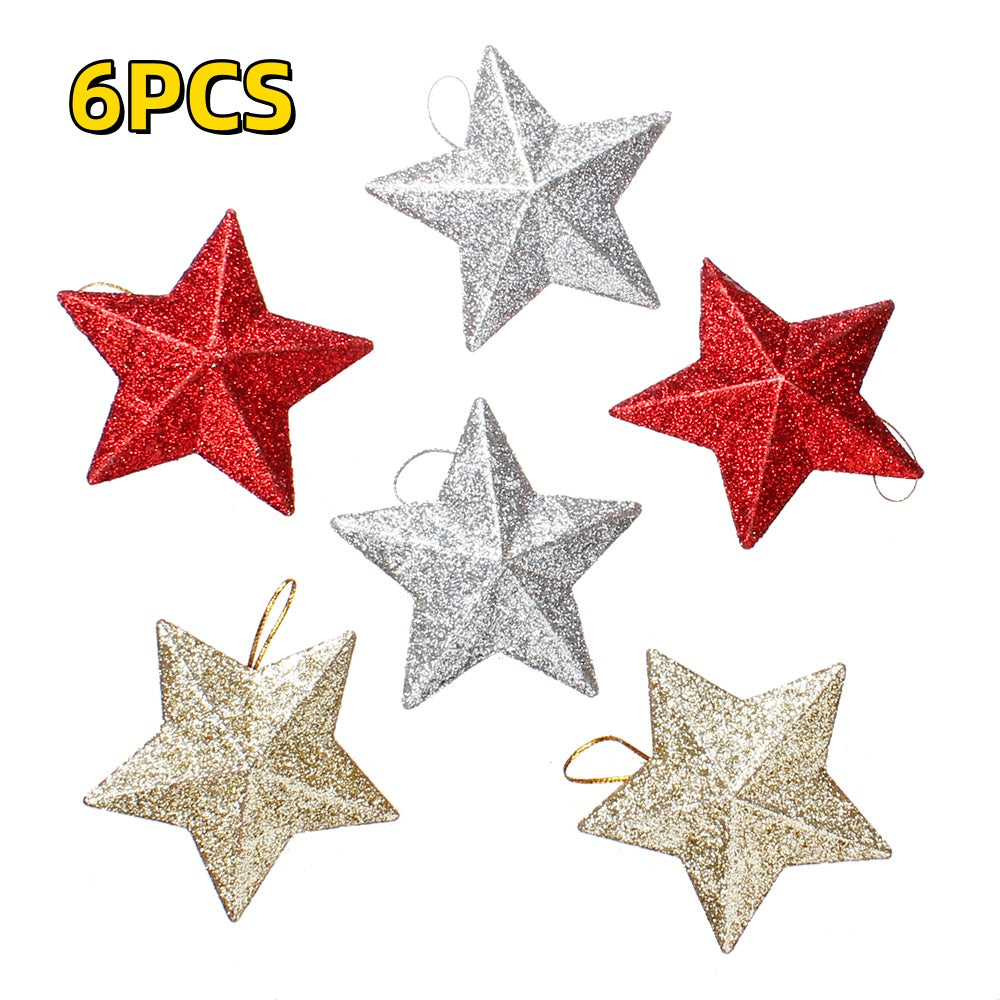6-Piece Random Shiny Christmas Star Decorations
