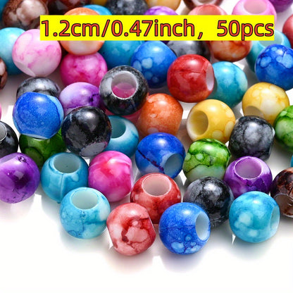 10/12mm Mixed Color Acrylic Large Hole Round Beads