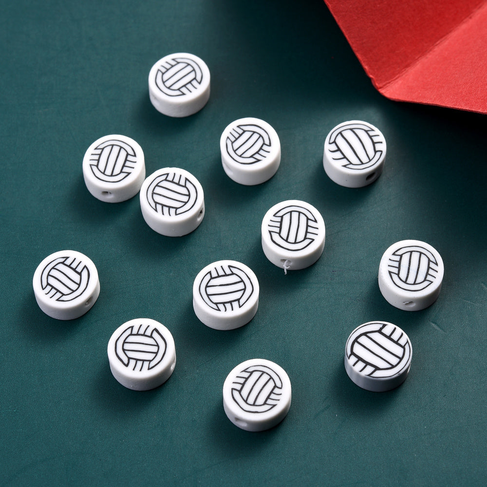 50-Piece 10 mm Mixed Sports Ball Soft Clay Beads