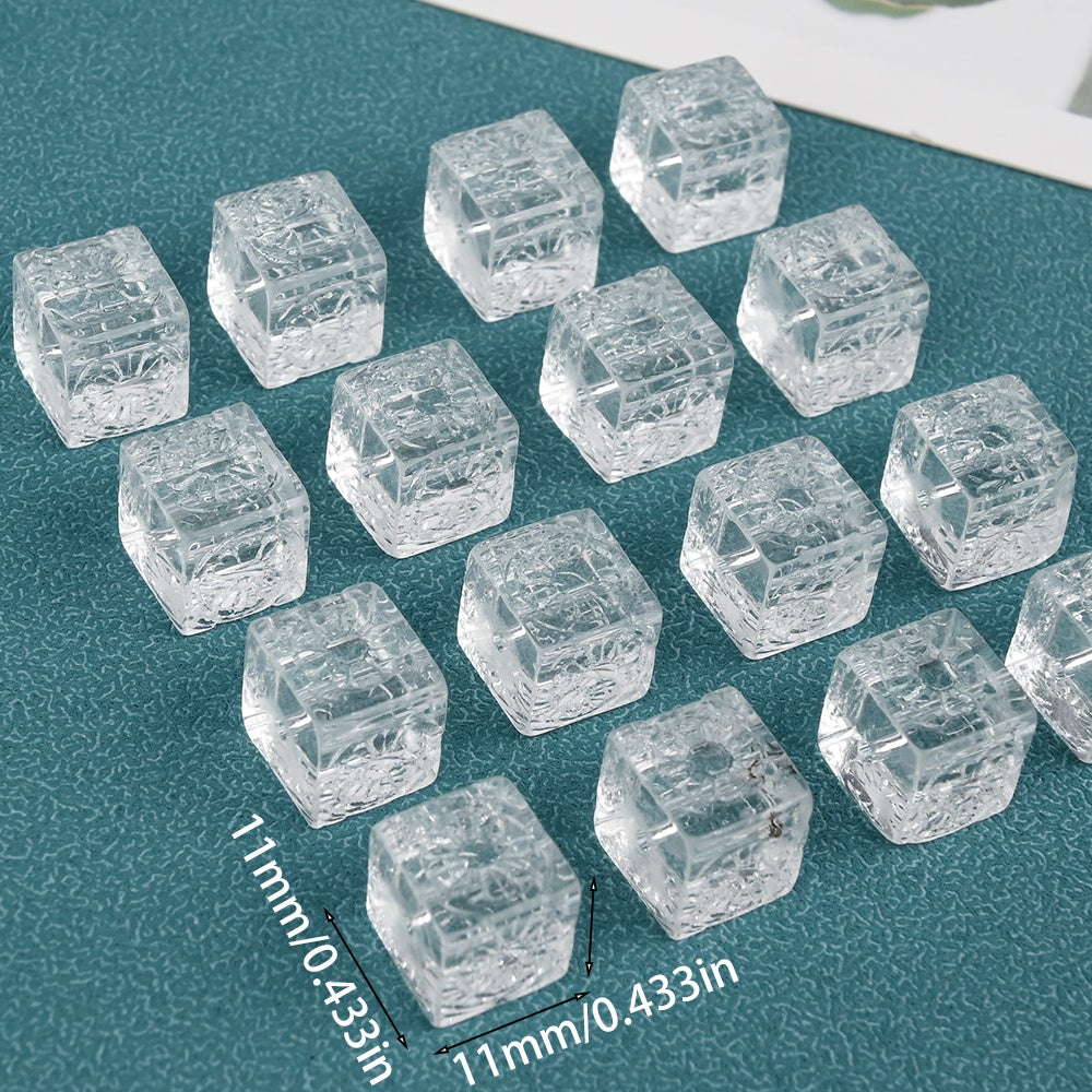 Transparent Crackle Square Glass Beads