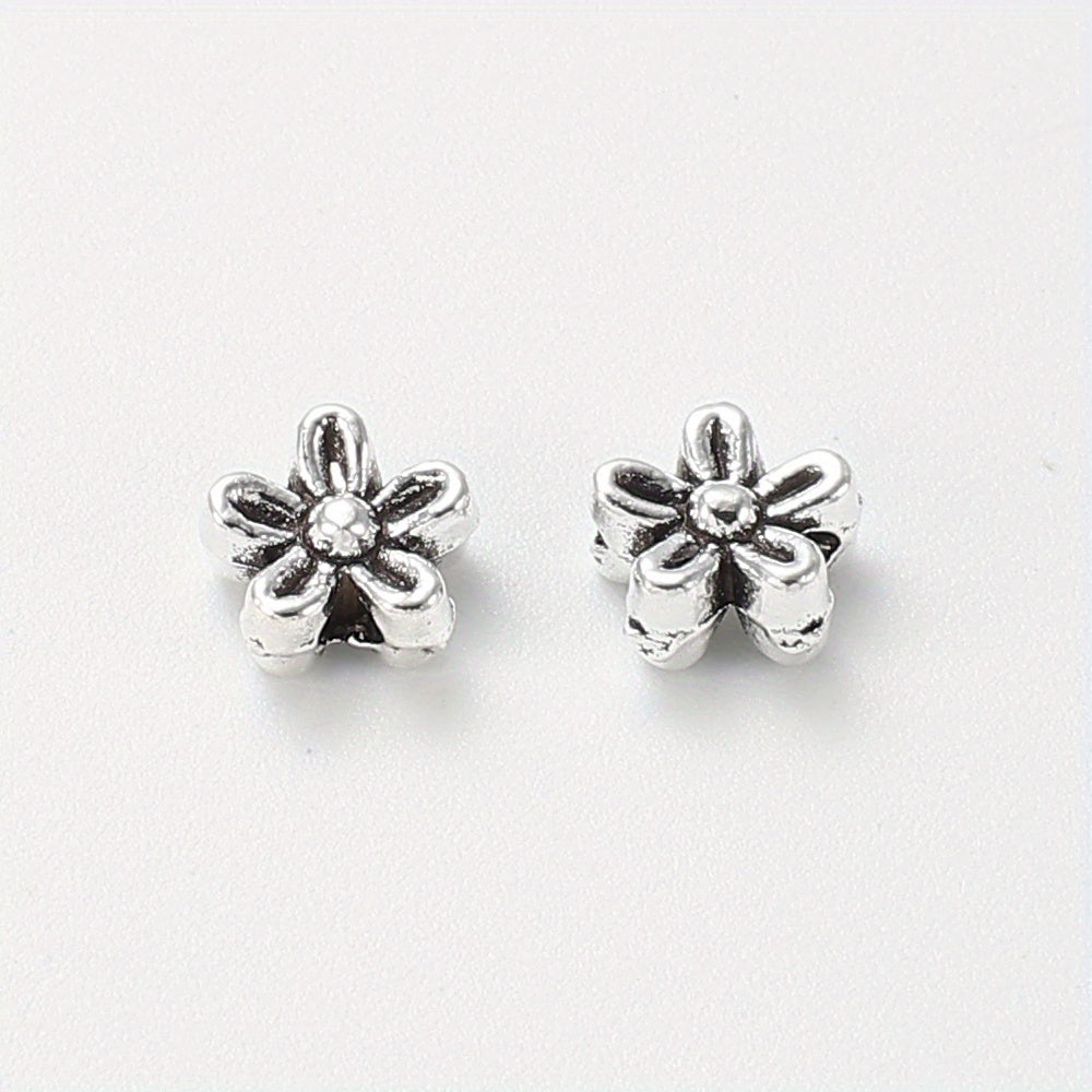 50pcs Antique Silvery Flower Spacer Beads