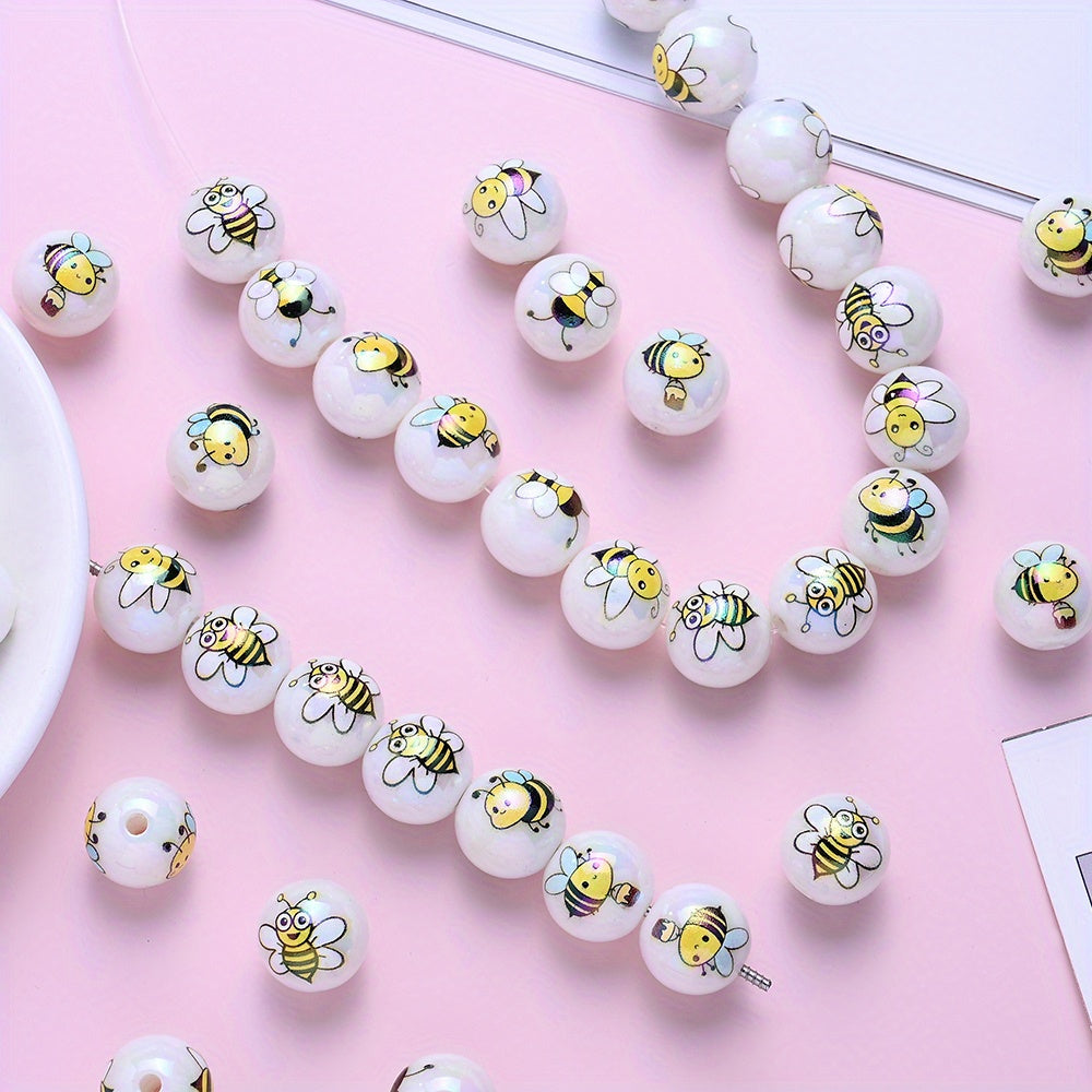 10pcs 16mm Yellow Bee Acrylic Beads