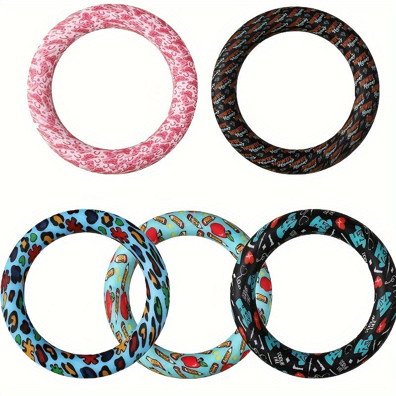 65mm Silicone Colorful Pattern O-Ring FrameBead Loops - DIY Jewelry
