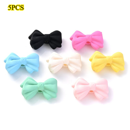5pcs Acrylic Frosted Bow Tie Beads