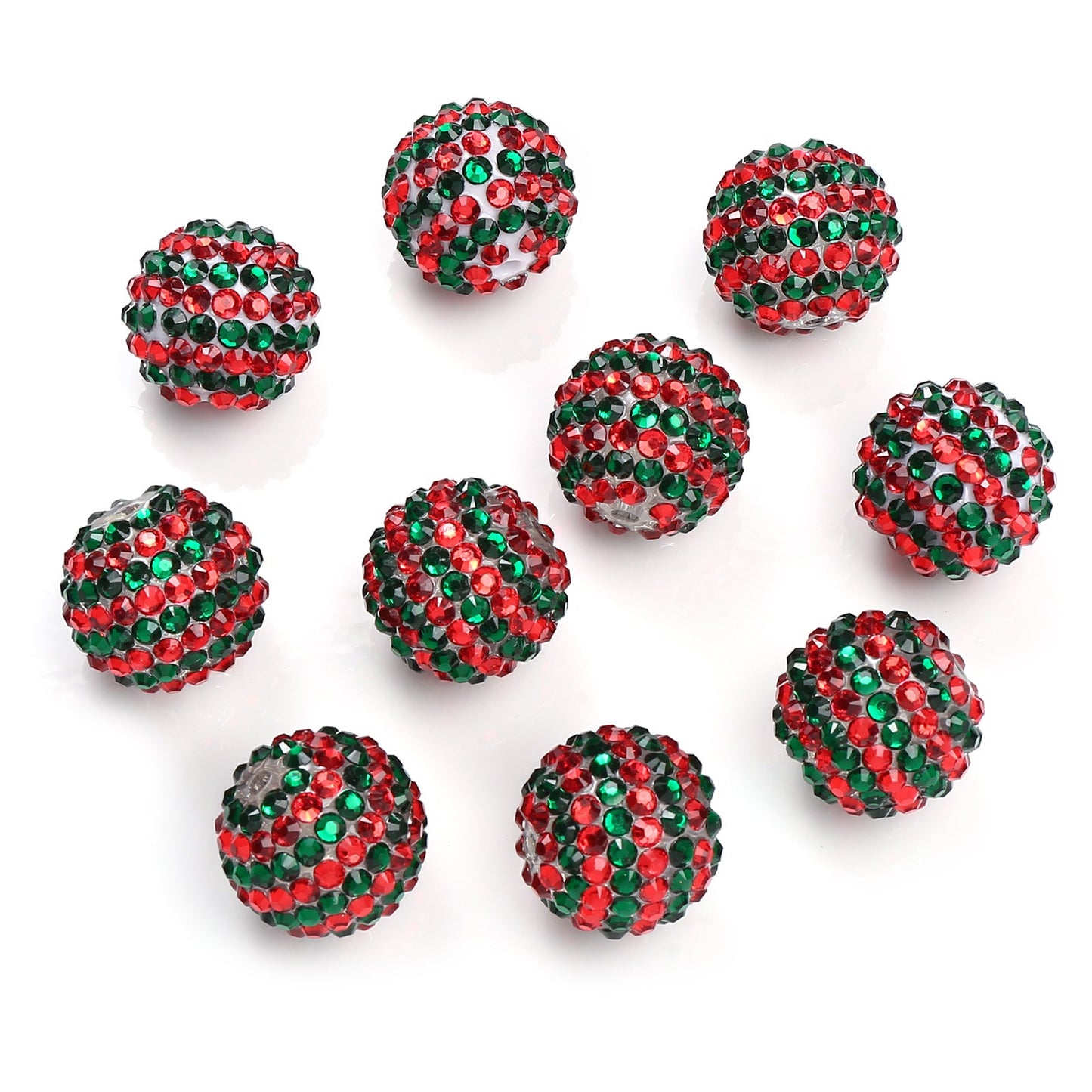 Red and Green Striped Resin Beads