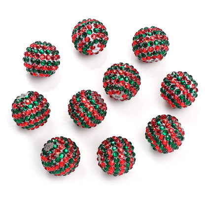 Red and Green Striped Resin Beads
