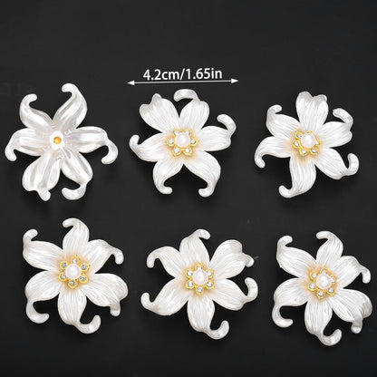 10-Piece White Acrylic Iris Flower Flatback Charms