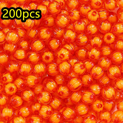 100/200pcs 8/10mm Transparent Inner Color Pumpkin Acrylic Beads