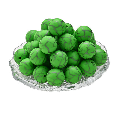 10pcs Crack Printed Silicone Spacer Beads