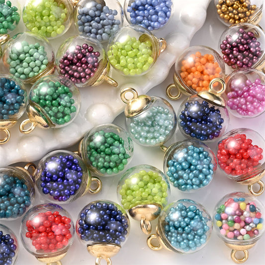 Mixed Color Round Glass Ball Pendants
