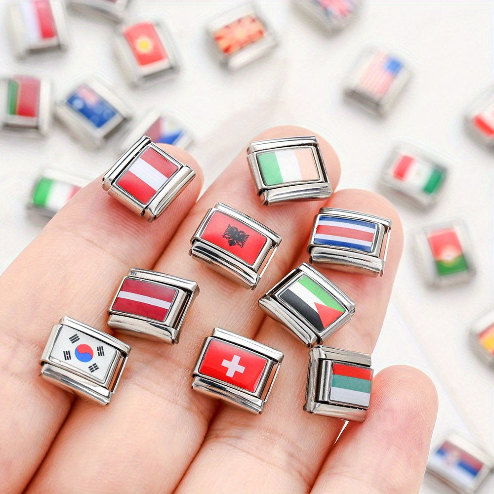World Flag Alloy Bracelet Module