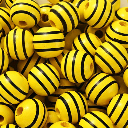 Bee Series Striped Wooden Beads