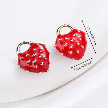 Heart Strawberry Alloy Charms