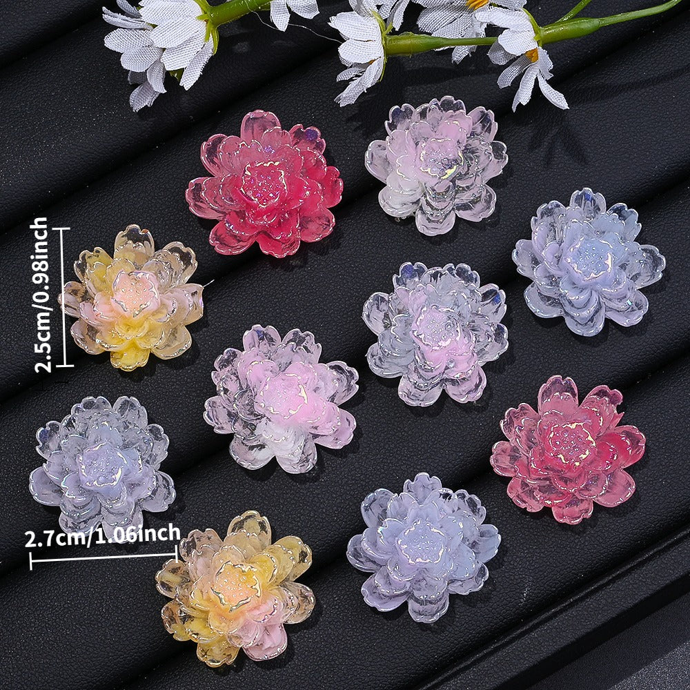 10PCS 25×27mm Gradient Luminous Resin Orchid Embellishment Set