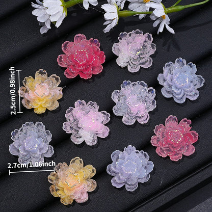 10PCS 25×27mm Gradient Luminous Resin Orchid Embellishment Set