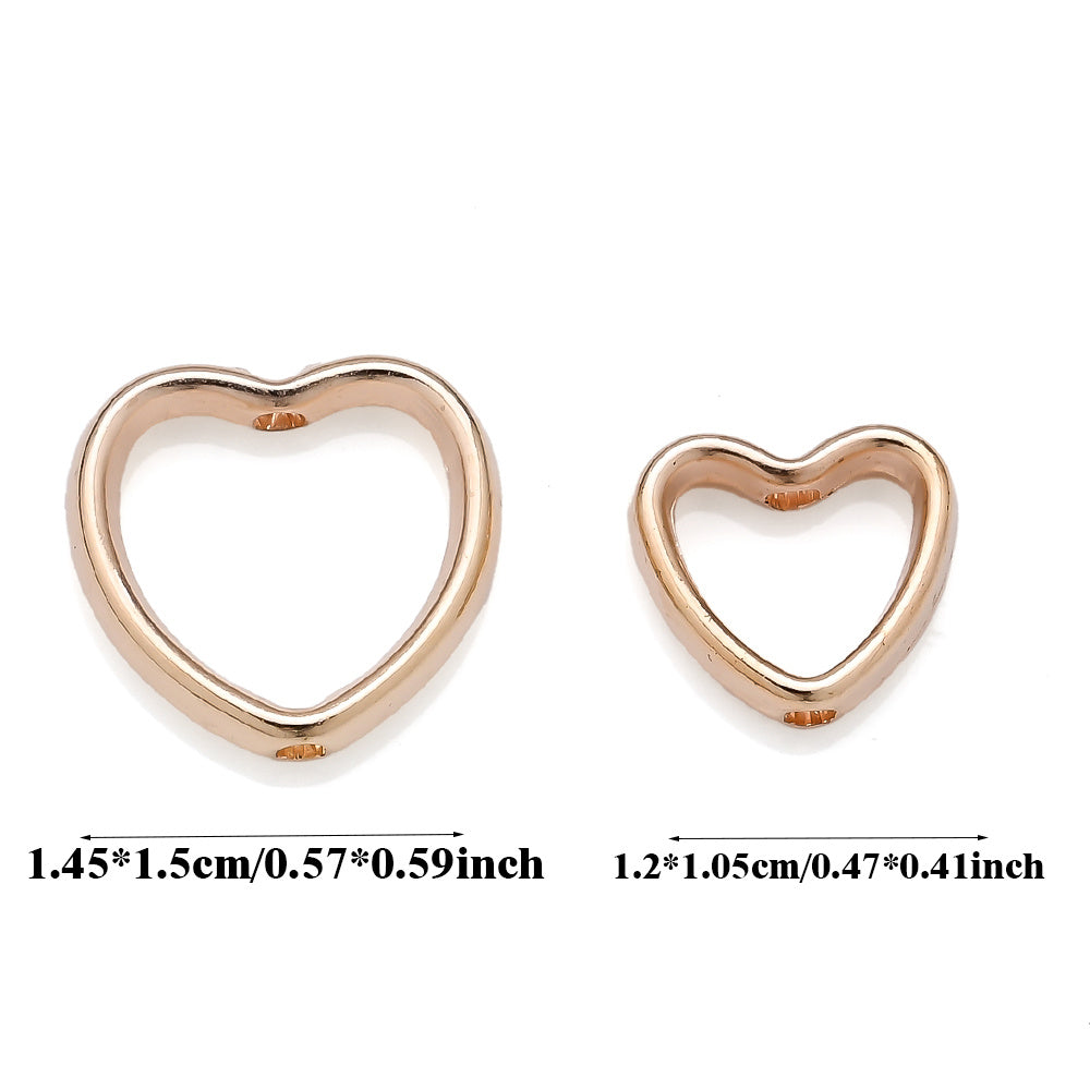 50pcs Golden & Silvery Heart-Shaped Plastic Beads