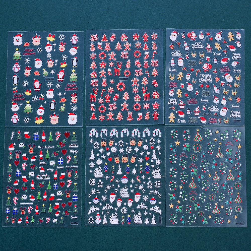 Christmas 5D Relief Nail Art Stickers