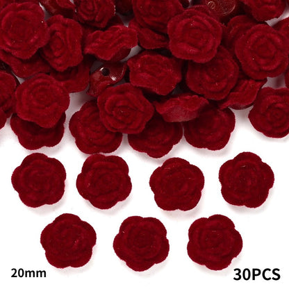 Red Flocking Rose Patches