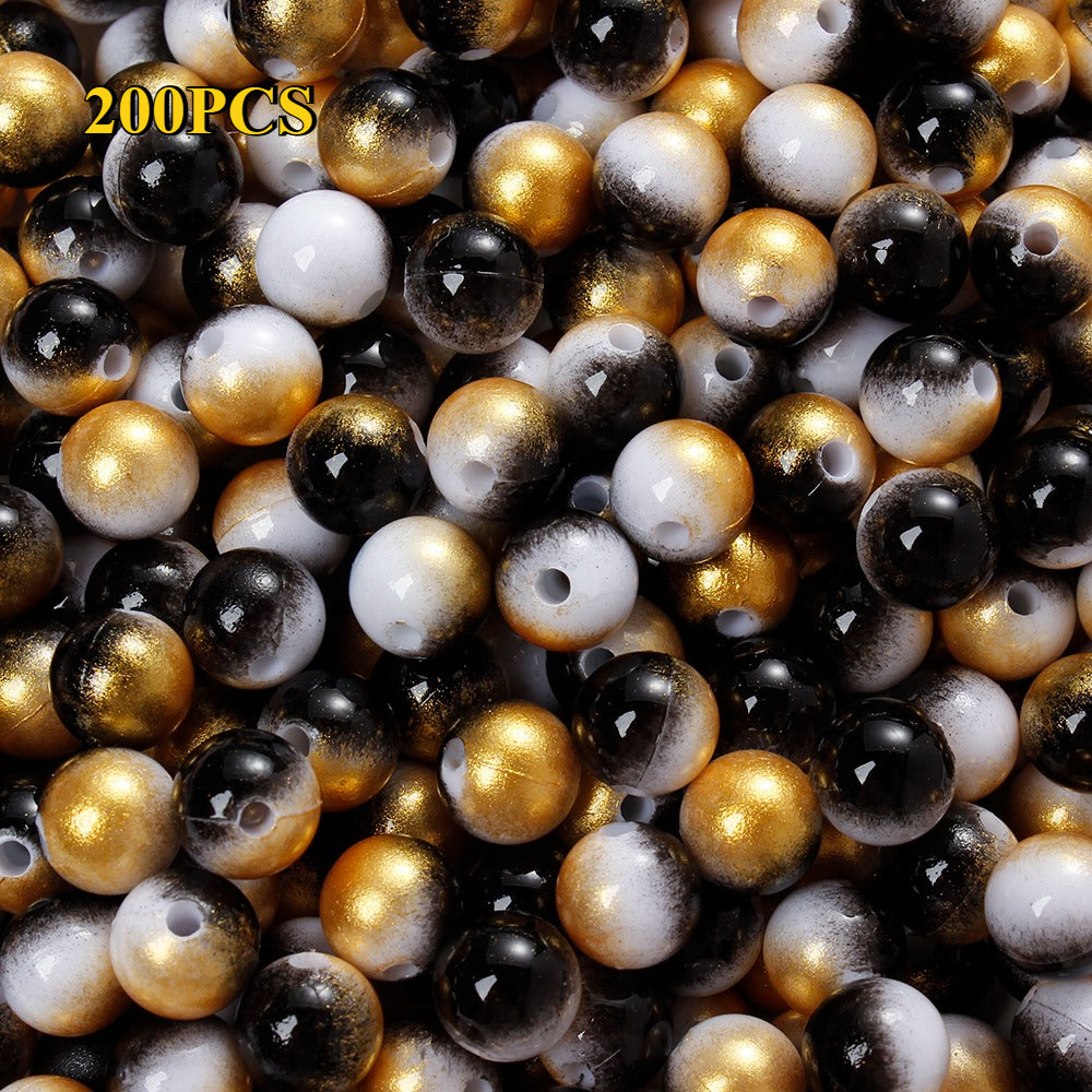 100/200pcs 6/8mm Gradient Acrylic Round Beads