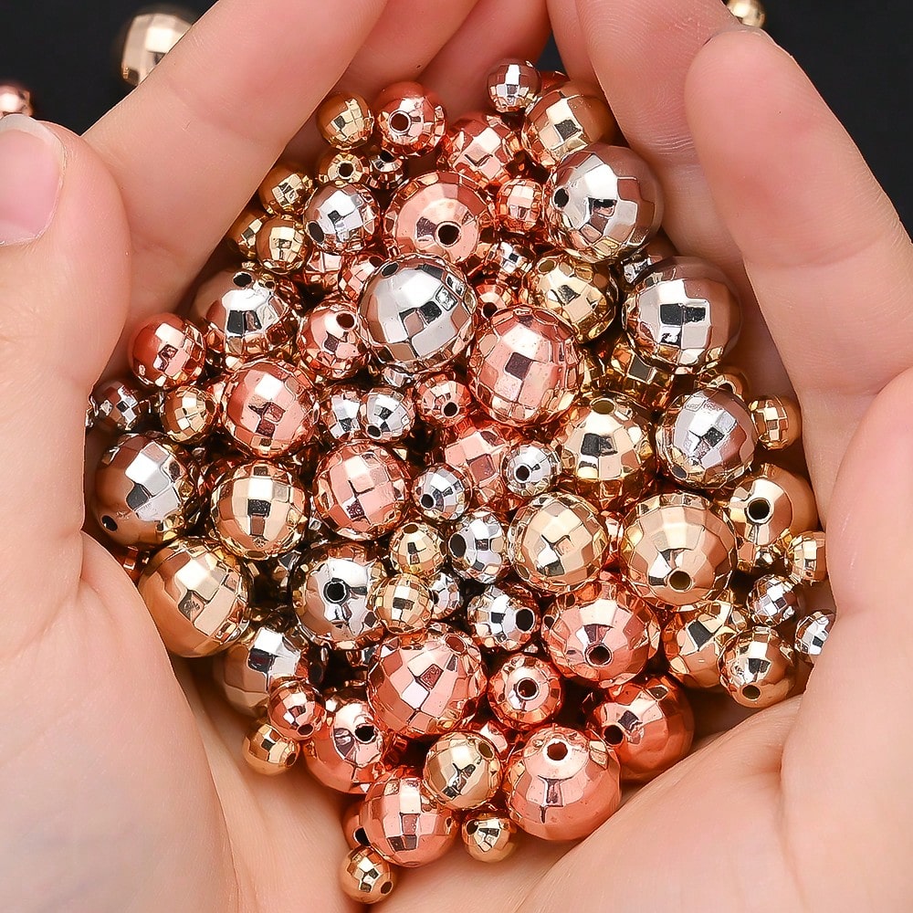40/60/100/200pcs 6/8/10/12mm Vintage Disco Ball Beads