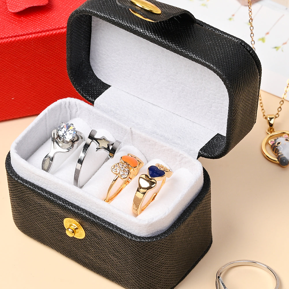 6.5x5x4 cm Portable Faux Leather Jewelry Storage Box