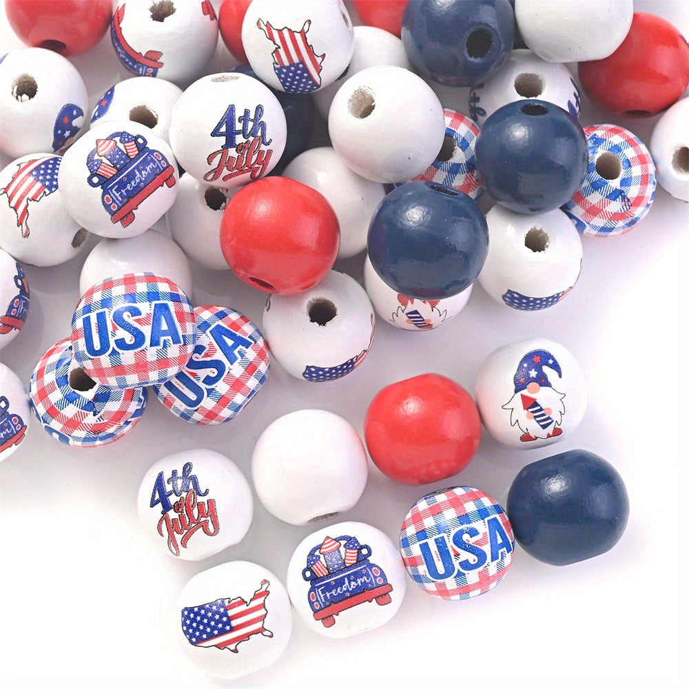 10PCS 16mm Animal Print Round Wooden Bead Set