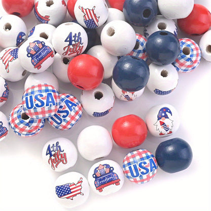 10PCS 16mm Animal Print Round Wooden Bead Set