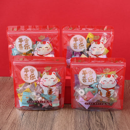 10-Piece Happy Lucky Cat Plastic Gift Bags
