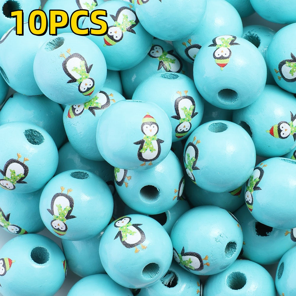 10pcs/set 16mm Christmas Wooden Beads